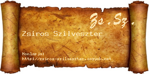 Zsiros Szilveszter névjegykártya